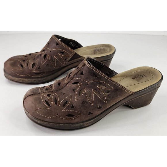 Bass Shoes Womens 8.5M Brown Distressed Brenda Classic Open Cut Clog Slip on - Picture 5 of 10